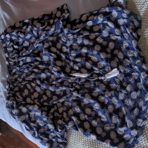 Cotton print Scoop neck, drawstring Swim cover-up